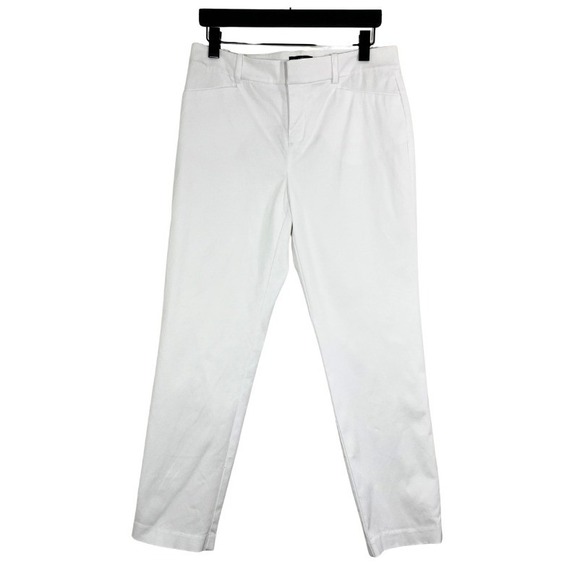 Lord & Taylor Pants - Lord & Taylor Kelly Ankle White Stretch Pants Sz 10 Slim Straight Cotton‎ Blend